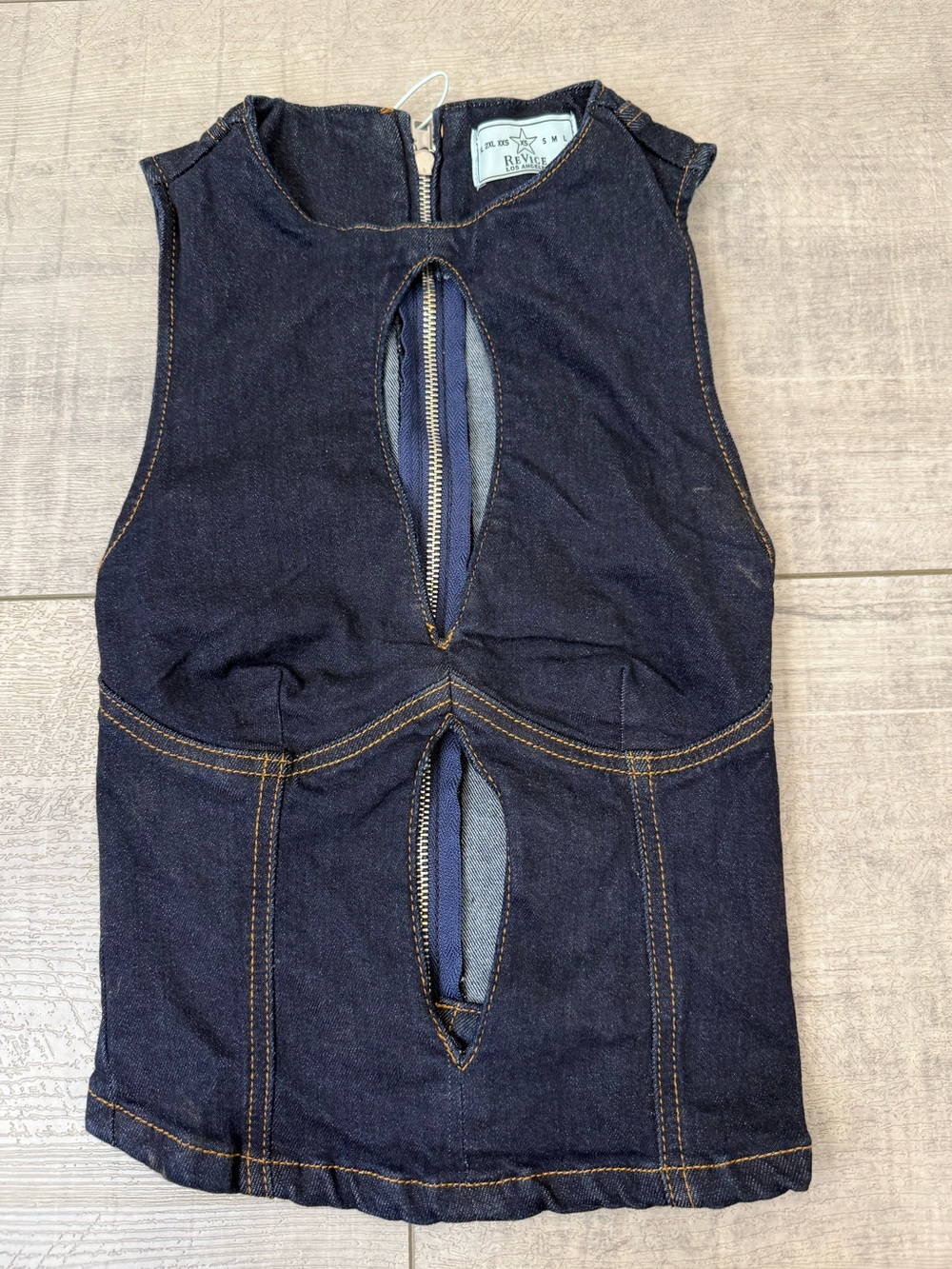 REVICE Cara Cutout Denim Sleeveless Crop Top XS NWOT